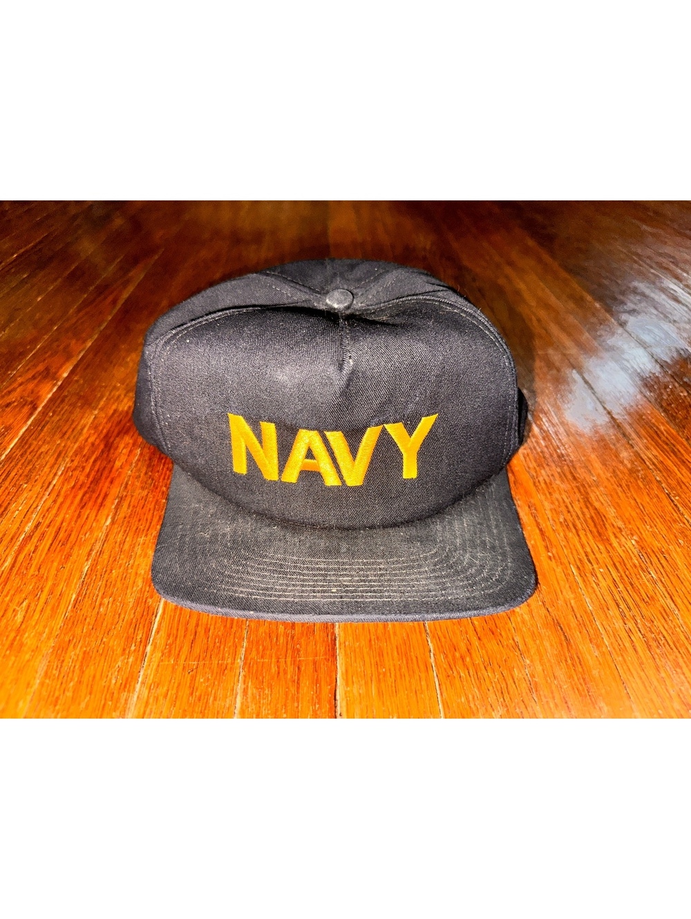 Vintage Black Yellow NAVY Made in USA Baseball Hat